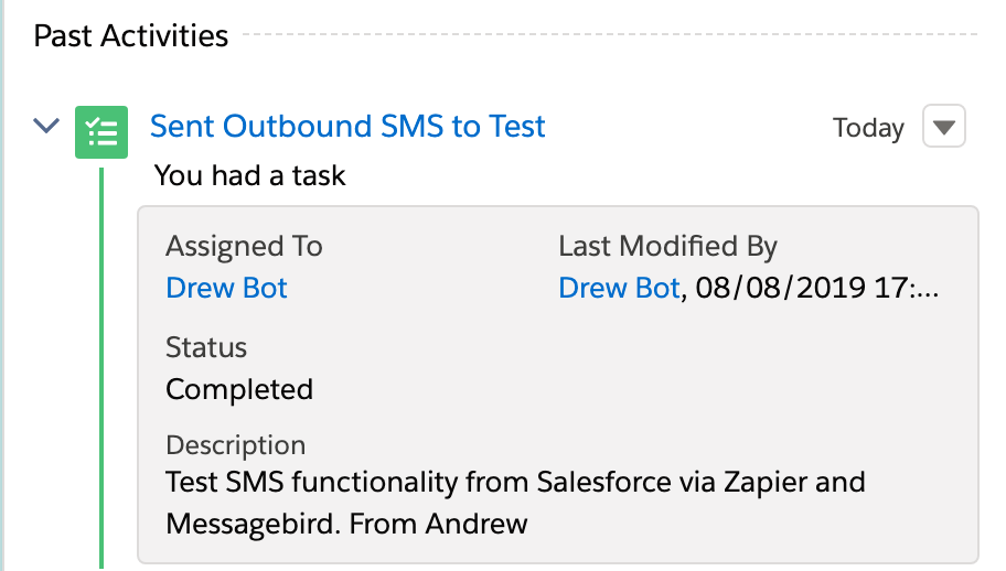 sms outbound activity